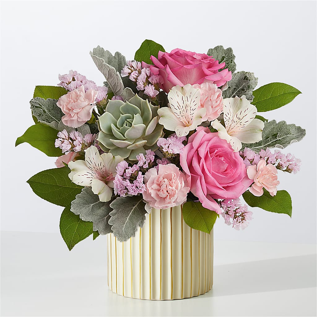 Dusty Rose Bouquet with Ivory Vase – RICHARD FLOWERS & GIFTS LLC, Clearwater FL