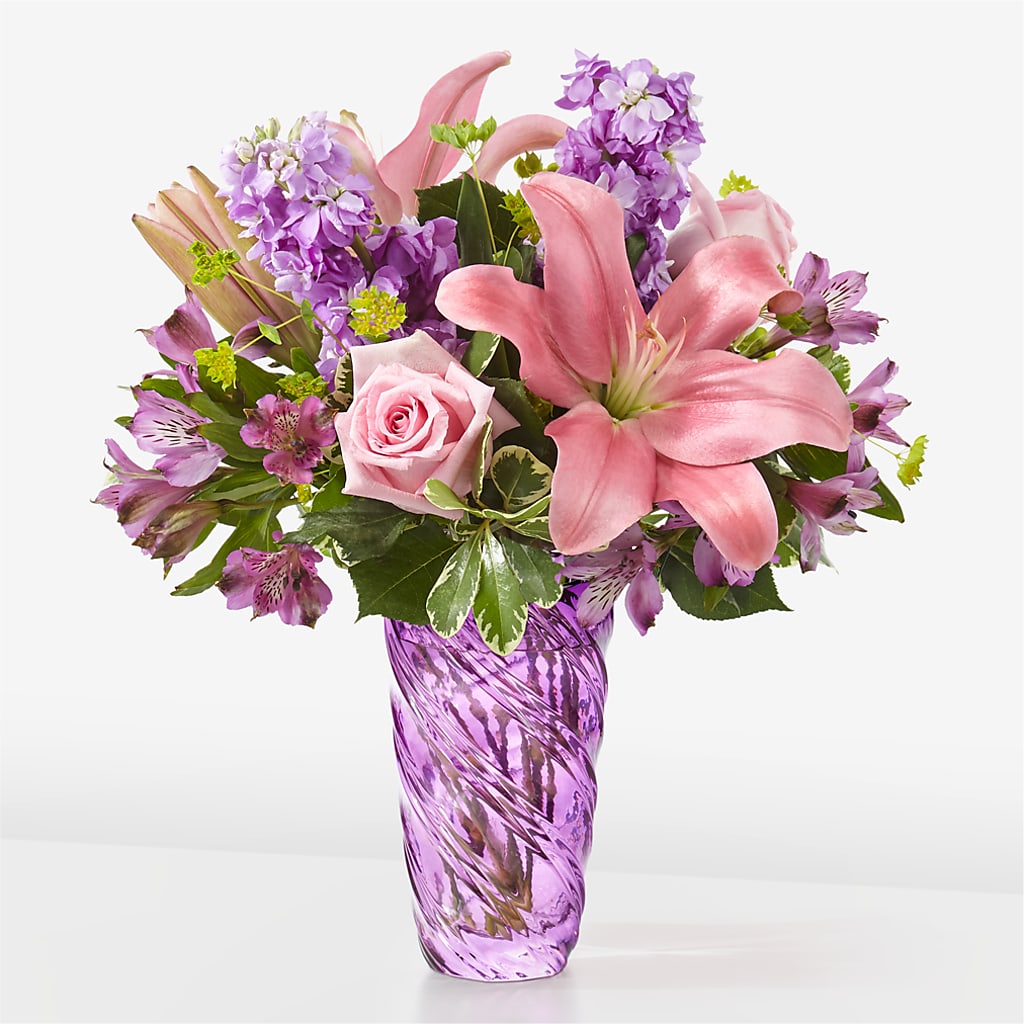 Precious Petals Bouquet with Luxe Swirl Vase – RICHARD FLOWERS & GIFTS LLC, Clearwater FL