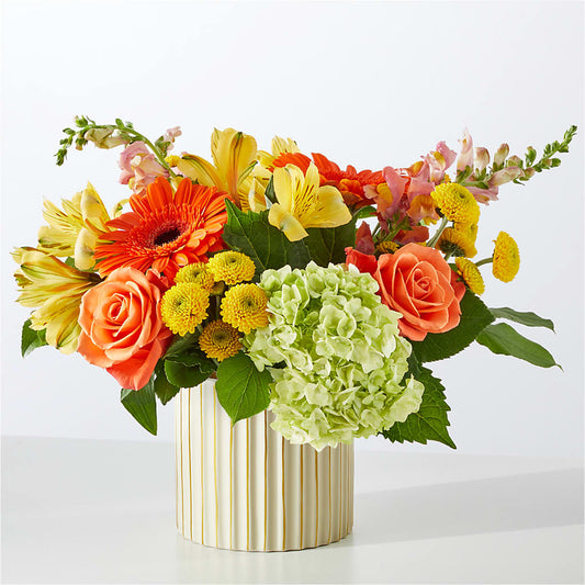 Autumn Sunshine Bouquet with Ivory Vase – RICHARD FLOWERS & GIFTS LLC, Clearwater FL