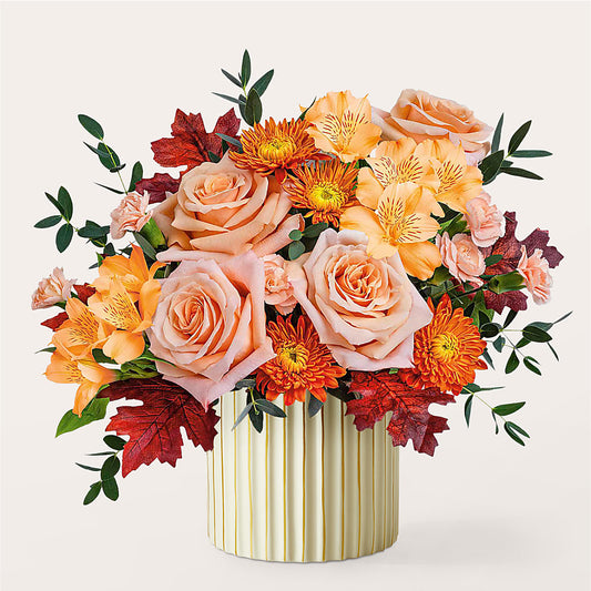 Spiced Latte Bouquet with Ivory Vase – RICHARD FLOWERS & GIFTS LLC, Clearwater FL